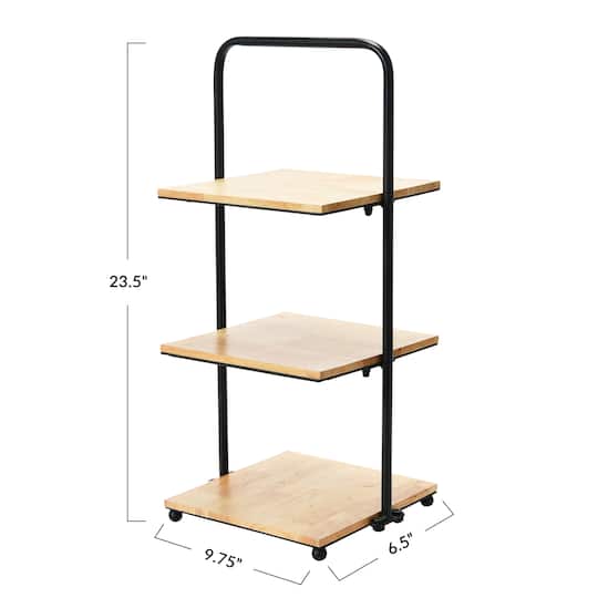Hello Honey® 24'' Black Modern Decorative Tray with 3 shelves